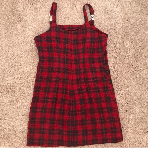 red and black plaid dress with buckles - Picture 3 of 4